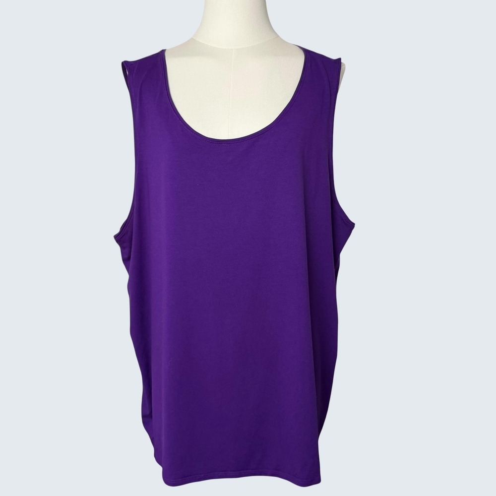 Eileen Fisher Woman Tank Top Womens 3X Purple Scoop Neck Jersey Stretch Made USA